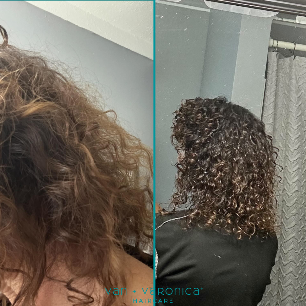 Helene's Before and After pictures after using van + veronica Haircare products