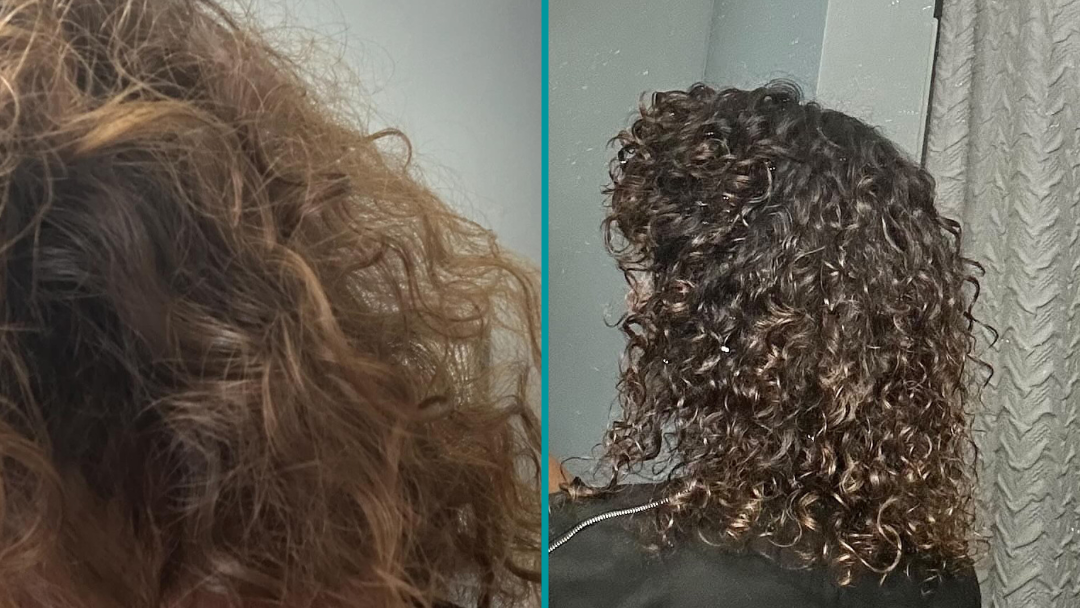 Helene's Before and After pictures after using van + veronica Haircare products