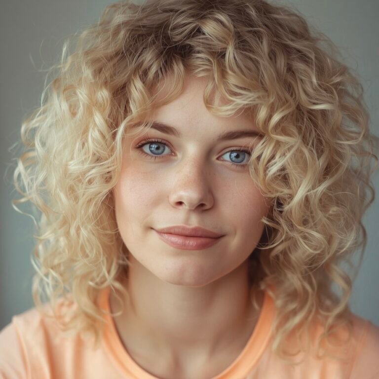 woman with fine curly hair