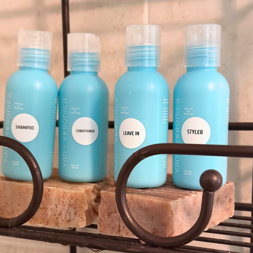 van + veronica Haircare for Fine Curls curly hair travel minis