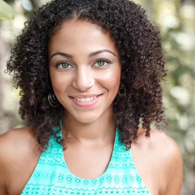 woman with biracial curly hair