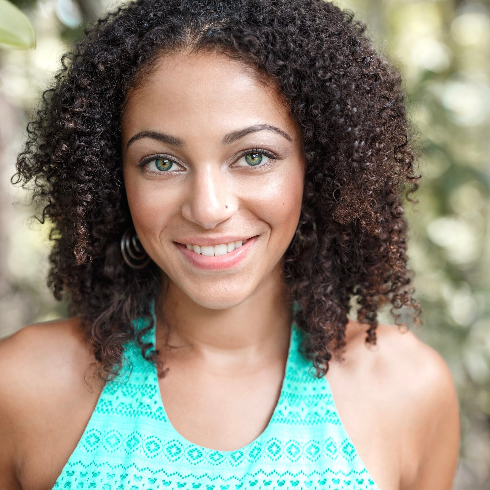 woman with biracial curly hair